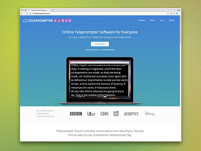 Marketing Site for Teleprompter Cloud landing page marketing site