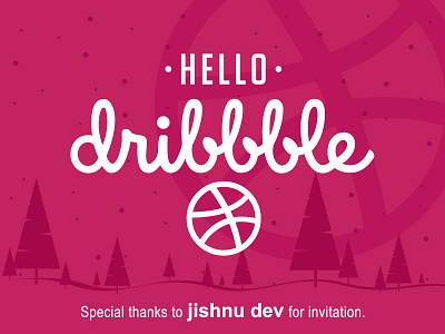 Hello Dribbble! artwork debut design firstshot graphic hello hi invitation invite pink thanks welcome