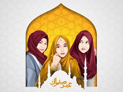 Eid Mubarak Greeting art artwork cartoon celebrate eid fitr holiday islam mubarak muslim ramadan shot