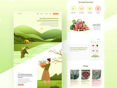 Akar Farm Website branding clean design farm fruits graphic design hero illustration illustration vector minimal ui ui illustration uiuxdesign ux vector vegetables