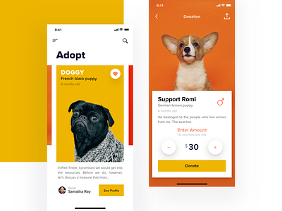 Pets Adoption App adopt animal app cat charity clean dog donate donation minimal pet