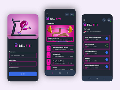 Be fit app app design graphic design typography ui ux