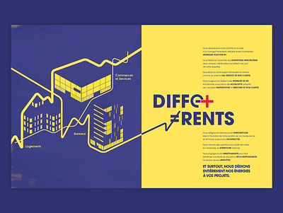 Manifesto. blue and yellow design brochure design building design illustration lines print real estate typography vector