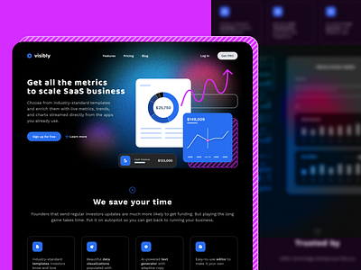 Landing page for finance analytic application design figma ui