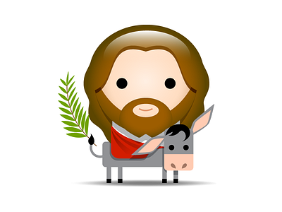Jesus On Donkey icon illustration