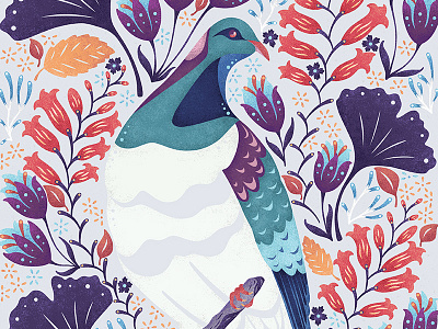Kereru art birds brushes design flowers graphic design illustration nature new zealand pattern pigeon texture
