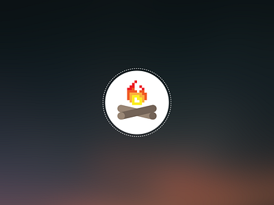 Bitcamp badge bonfire branding camp circle fire logo logs pixelated vector