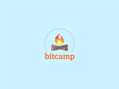 Bitcamp Badge 2 badge bonfire branding camp circle fire logo logs pixelated vector