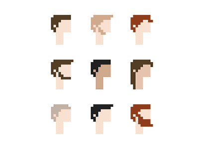 8-Bit Roommates 8bit face grid hair head people pixel square vector