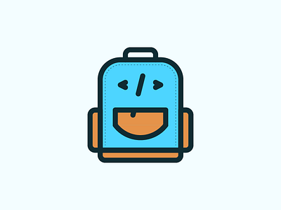 Hacker Paradise - "Packard" Character Illustration backpack branding character code hacker identity logo pack smile travel vector zipper