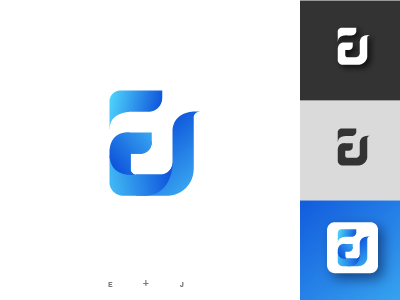 E + J logo concept blue brand concept e gradient j logo