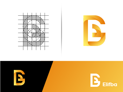 E negative color and B Logo monogram concept blue brand concept e gradient logo monogram negativecolor yellow