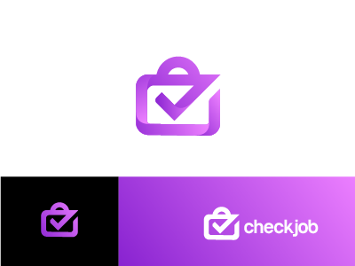 purple CheckJob Logo for your website brand check concept gradient job logo purple