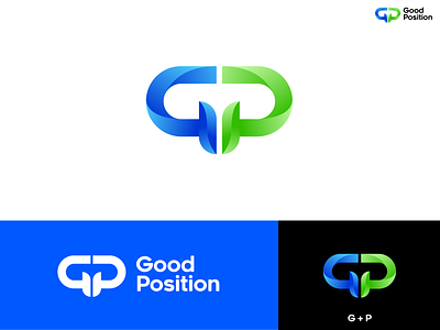 Good Position Logo blue brand concept g letter gradient green illustration letter p logo