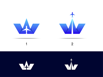 Letter W + The Plane blue brand concept gradient letter w logo logos plane