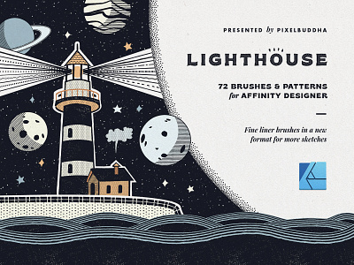 Lighthouse Liner Affinity Brushes affinity brushes inked lighthouse line liner pattern pen pencil planets sketch space