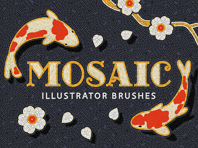 Mosaic Tile Illustrator Brushes brushes fauxsaic fish flowers illustration illustrator koi carp mosaic pattern texture tile vector
