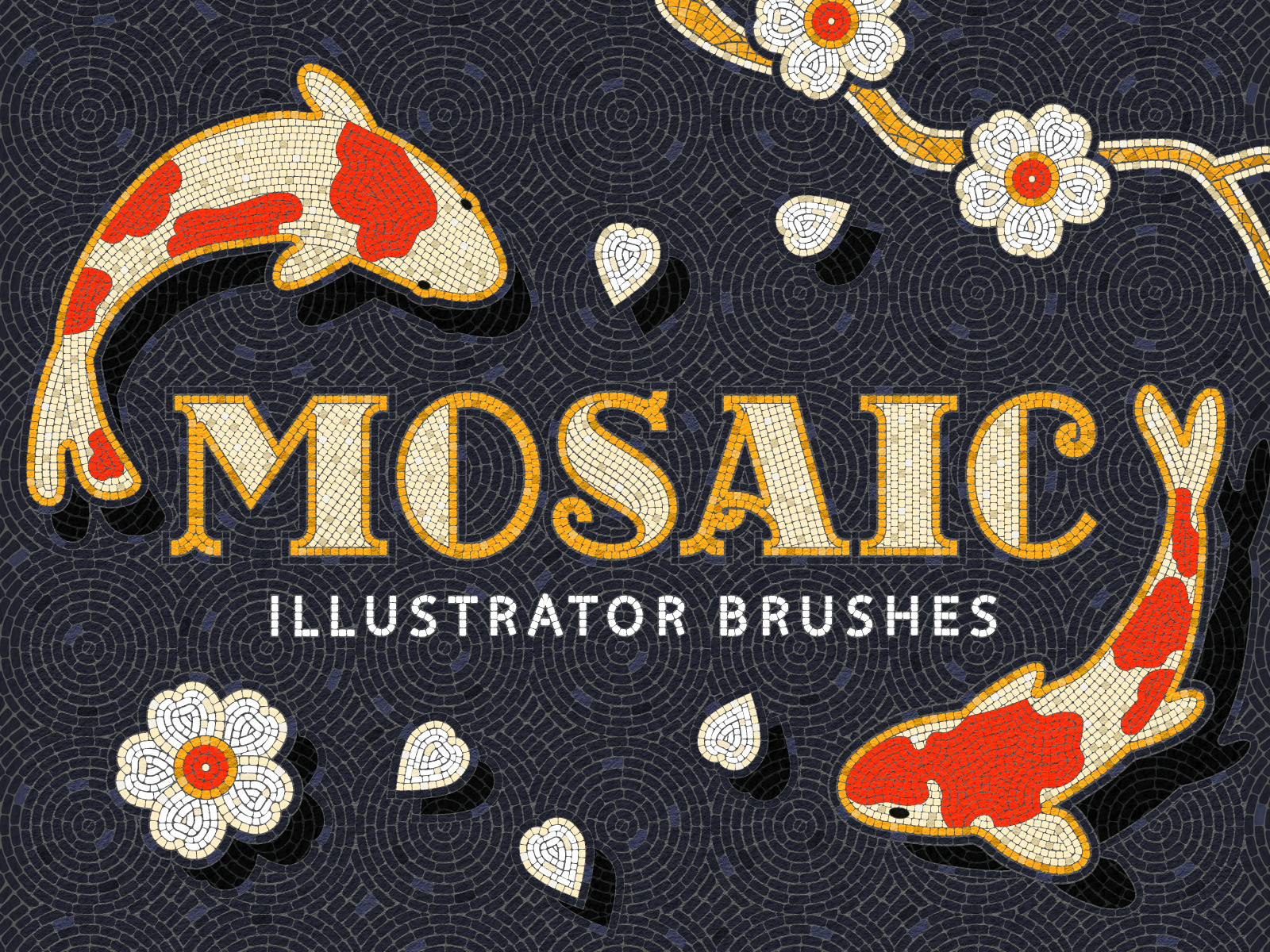 Mosaic Tile Illustrator Brushes by Anna Tikhomirova for Pixelbuddha on