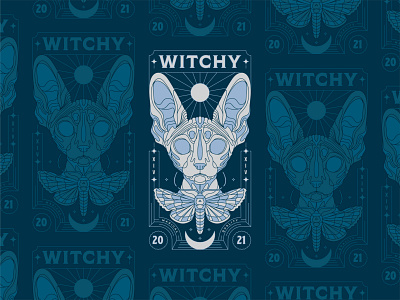 Witchy Illustration art artwork brand branding butterfly cat design graphic design identity illustration illustrator merchandise sphinx tshirt vector