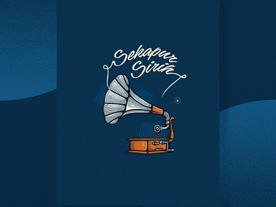 Sekapur Sirih audio blue book design gramophone illustration typography vector vynil