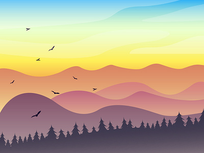 Sunrize landscape active design illustration mount mountains nature simple vector