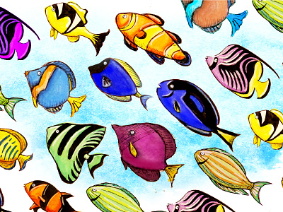 Watercolor fishes