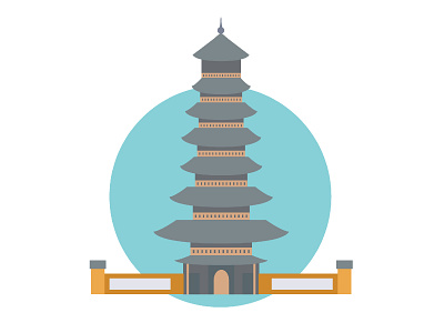 Indonesia pagoda asia coloring design icon illustration indonesia pagoda simple vector