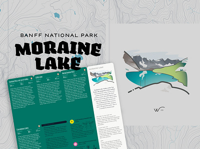 Moraine Lake brand connect the dots creative direction design hike iconic identity illustration landscape landscapes maps mountains myth thewayfindercompany typography vector wco art dept