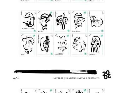 Inktober - stamp sheet banff national park brand branding canadian rockies characters creative direction design hike iconic iconography identity illustration landscape mountain culture people props sets thewayfindercompany