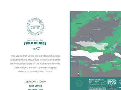 Wco Canadian Rockies Field Guide Series brand creative direction design field guides hike hiking identity illustration maps moraine lake print thewayfindercompany typography