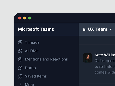 Microsoft Teams ui sidebar