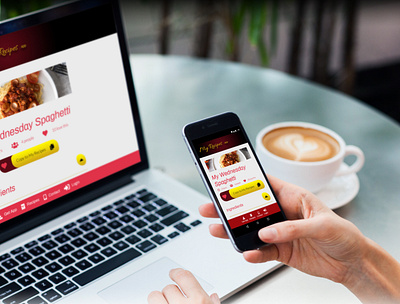 Recipe webpage on cellphone and laptop screen design desktop design dribbble ui ui design ux web design webdesign website concept website design