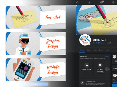 OK Richard - Facebook Covers business design dribbble facebook facebook cover fan art fanart graphic design graphicdesign illustration illustration art illustrations paper pencil vector web design webdesign website website design websites