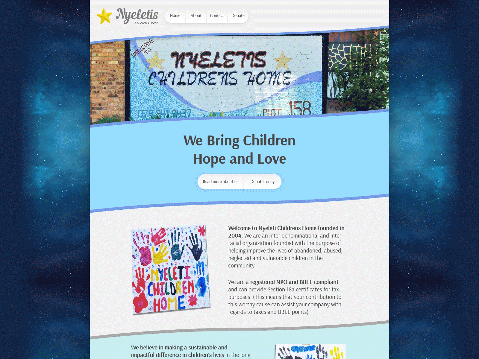 Nyeleti Childrens Home Desktop Website children design desktop desktop design desktop ui desktop website dribbble homepage homepage design orphan orphanage orphans south africa ui ui design web design webdesign website website concept website design