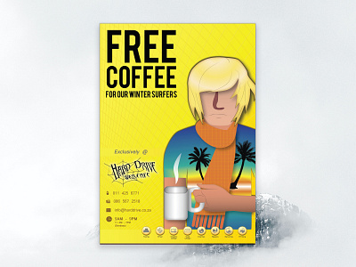 HDWC Free Coffee Winter Surfer coffee coffee cup design dribbble flyer flyer artwork flyer design flyers graphic design graphic design graphicdesign illustraion illustration illustration art illustrations illustrator jersey surfer winter winter is coming