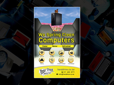 HDWC We Spring Clean Computers advert advertising design dribbble flyer flyer artwork flyer design flyer template flyers flyertemplate graphic design graphicdesign spring