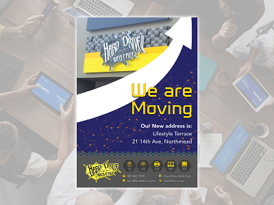 HDWC Moving To New Location 2020 advert advertise advertising advertisment arrow business business premises design digital design dribbble graphic design graphicdesign moving moving company moving forward new location new shop shop shop design signage