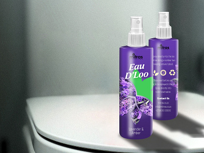 Eau D'loo Toilet Spray - Lavender and Amber amber branding design dribbble graphic design graphicdesign illustration lanvender mockup toilet spray