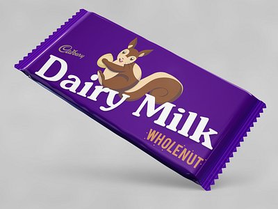 Cadbury Dairy Milk Wholenut Squirrel anime cadbury chocolate design dribbble graphic design illustration squirrel vector wrapper wrapping paper