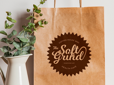 The Soft Grind logo - mock-up on paper bag brand design branding branding design coffee coffee bean coffee shop coffeeshop design dribbble graphic design graphicdesign logo logo design logodesign logos mock up mock up mockup mockups paperbag