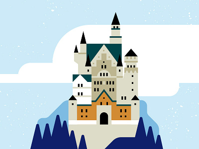 Neuschwanstein Castle beauty castle culture germany illustration map snow tourism travel vector winter
