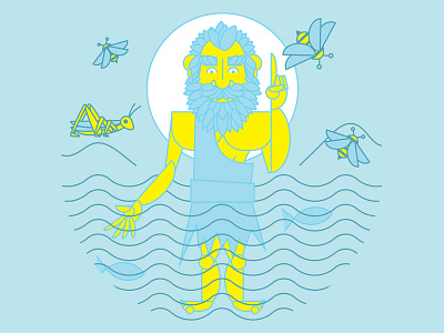 John the Baptist baptist beard bee bees bible blue and yellow blue and yellow design fish honey honeybee john john the baptist locust water