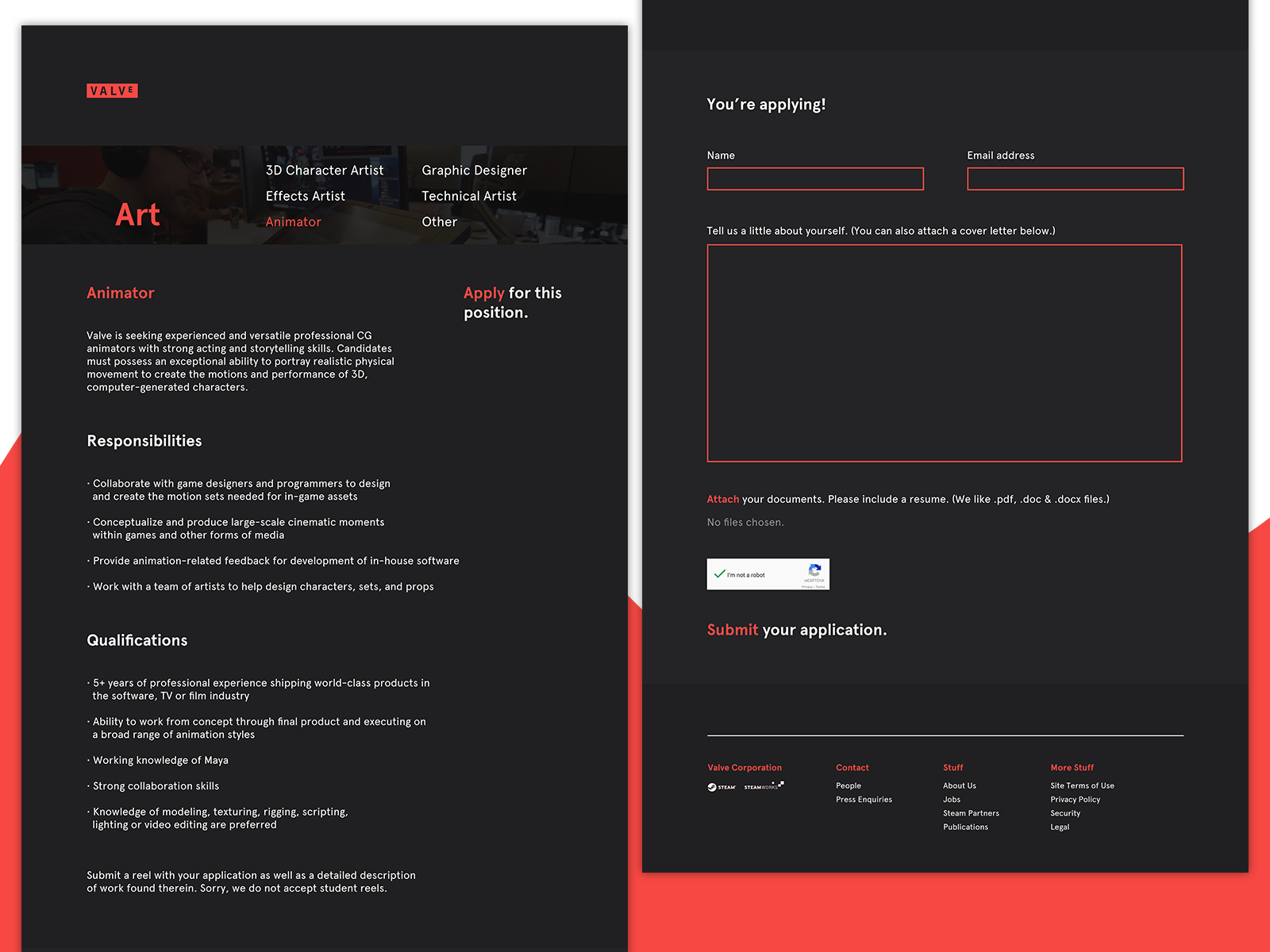 Valve Software Jobs page by macrotransaction on Dribbble