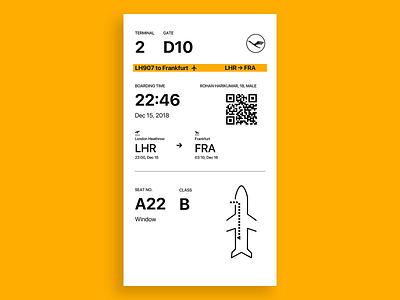 Boarding Pass - Daily UI Challenge #024 boarding pass daily ui daily ui challenge user experience user interface