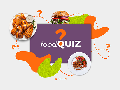 Food QUIZ 🍔❓ branding chef chicken design flat food food and beverage food art food delivery hamburger icon identity illustration minimal moovenda question quiz texture ui