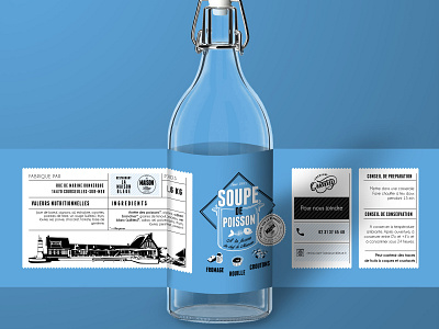 Label - "Soupe de Poisson" - Restaurant La Maison Bleue branding design illustration logo logodesign logotype print typography vector visual identity