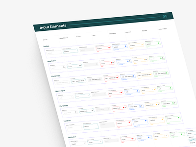 Dashboard Input Elements branding concept design guide styleguide ui