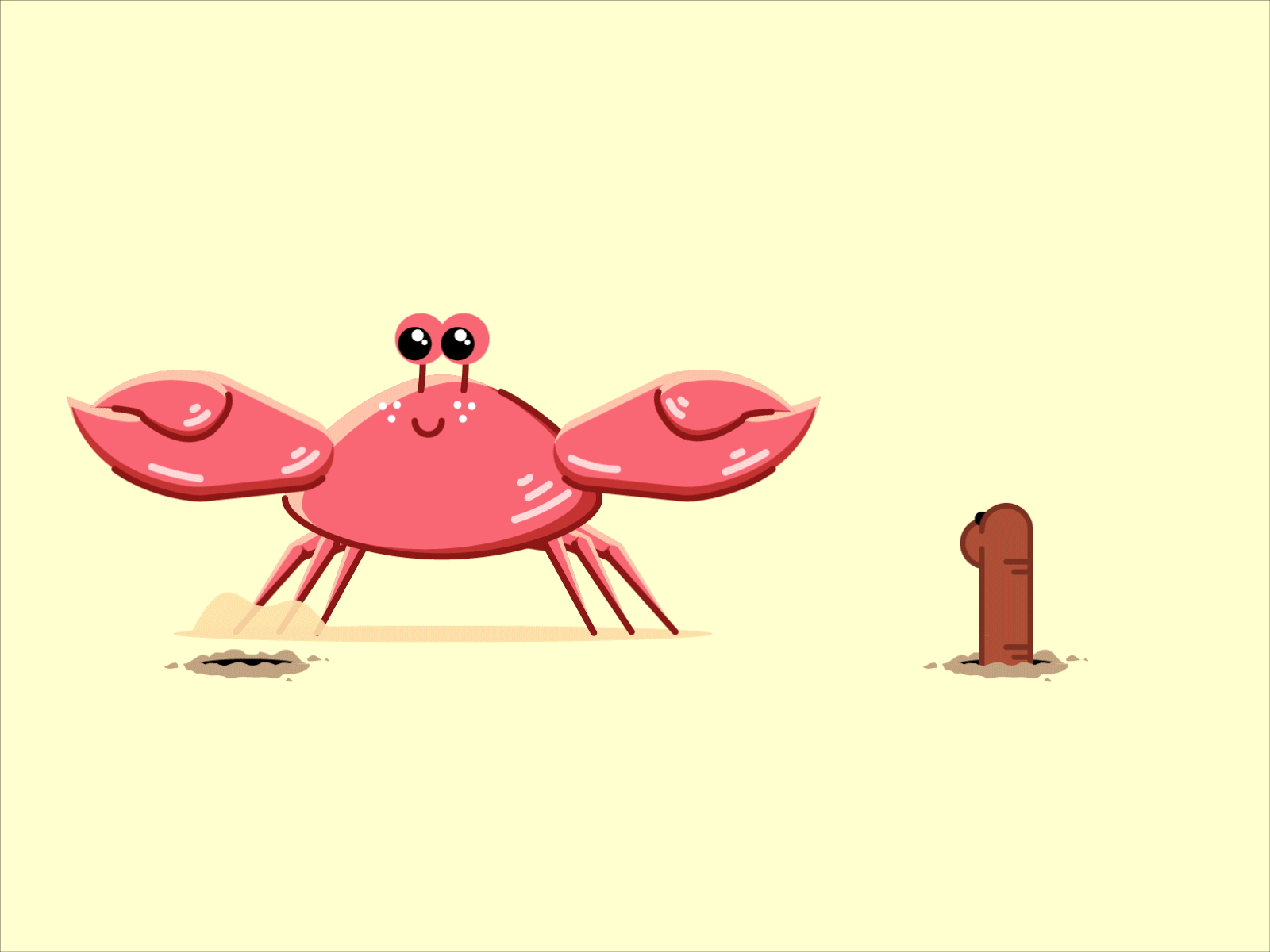 CRAB aftereffects animation beach crab crabs design flat illustration illustrator minimal miss vector web