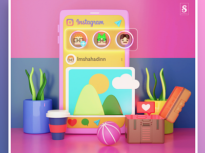 Instagram - 3D UI illustration