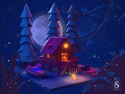 Low Poly - Cabin in the Woods